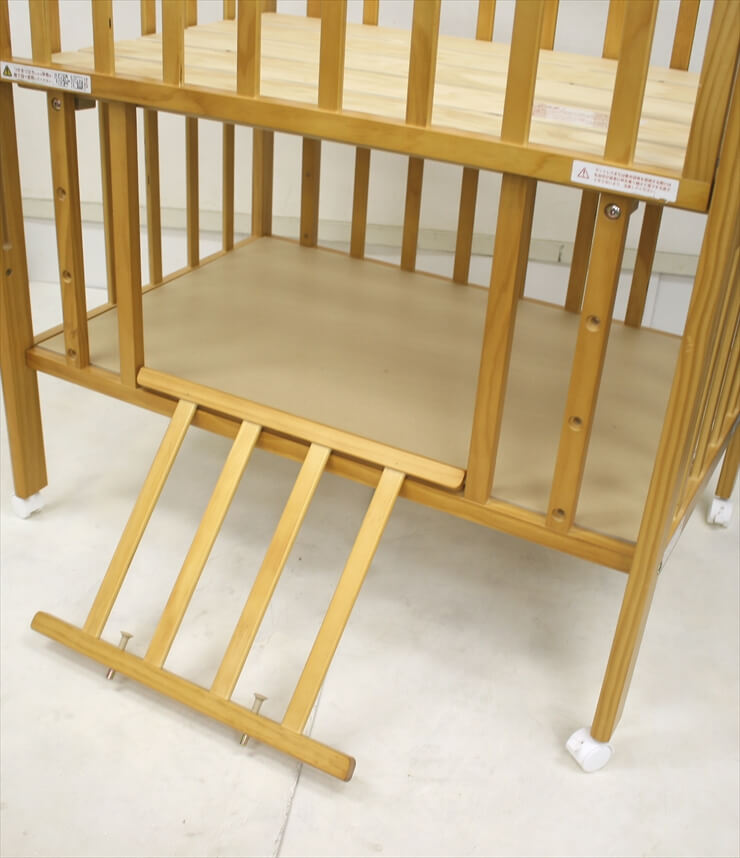 Wオープンママ楽高床ミニベッド-N ナチュラル 大和屋製ベビーベッド