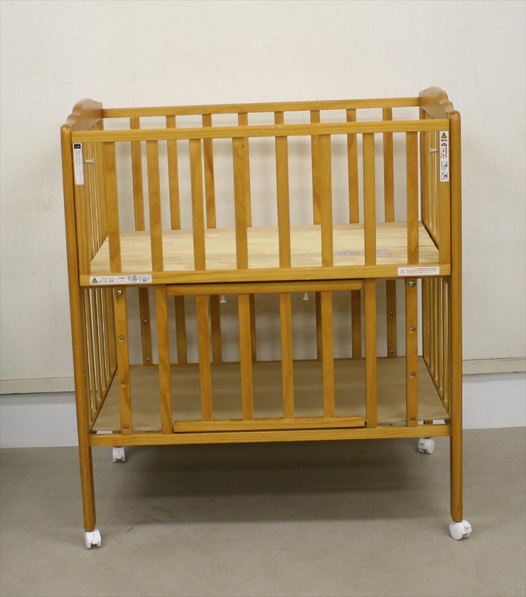 Wオープンママ楽高床ミニベッド ナチュラル 大和屋