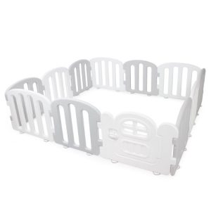 iFam ベビーサークル FIRSTドア付き10枚セット ホワイト×ライトグレー