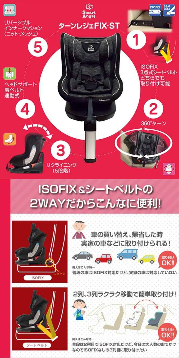 送料無料 ターン・レジェFIX-ST 新生児～4歳まで 360°回転 シート