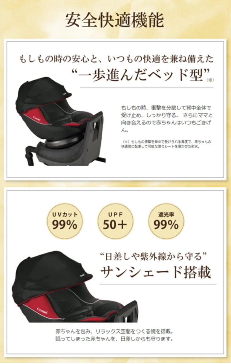 送料無料 美品 クルムーヴ ISOFIX Simplight シンプライト サファイアネイビー コンビ 新生児OK 360°回転 クリーニング済み  D519502kキッズファン