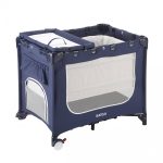 ポータブルベビーベッド おむつ替えテーブル付 ネイビーブルー