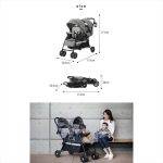 タンデムストローラー クッション付 グレー