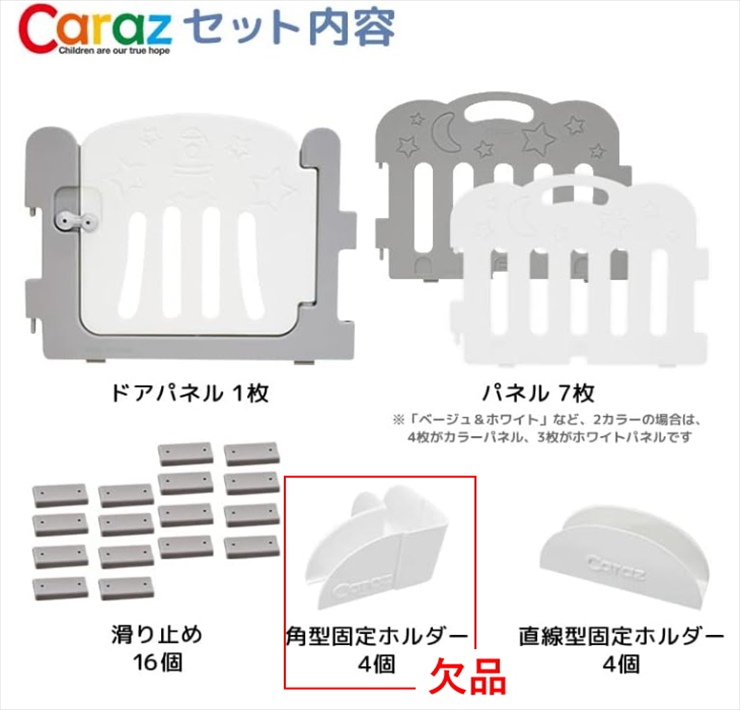 Caraz ベビーサークル ドア付 グレー&ホワイト
