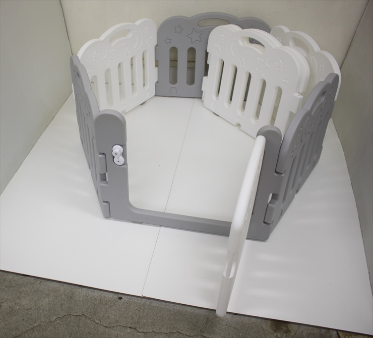 Caraz ベビーサークル ドア付 グレー&ホワイト