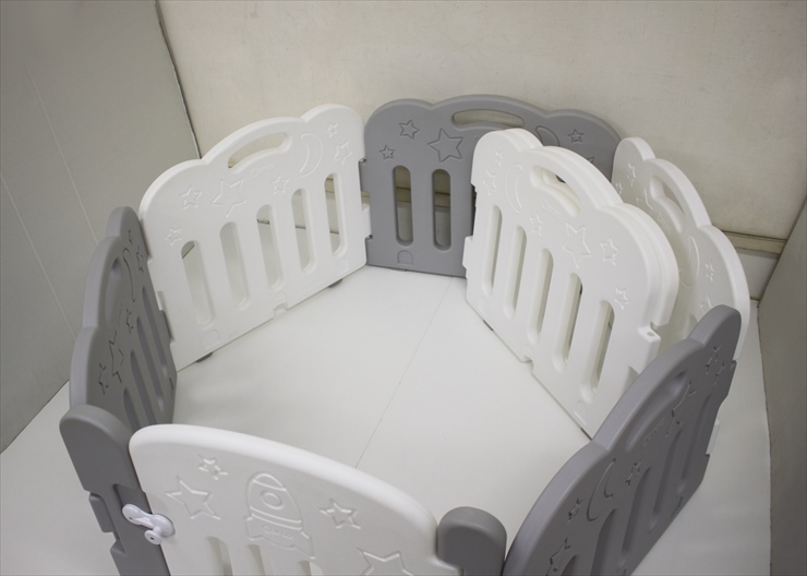 Caraz ベビーサークル ドア付 グレー&ホワイト