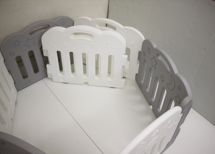 Caraz ベビーサークル ドア付 グレー&ホワイト